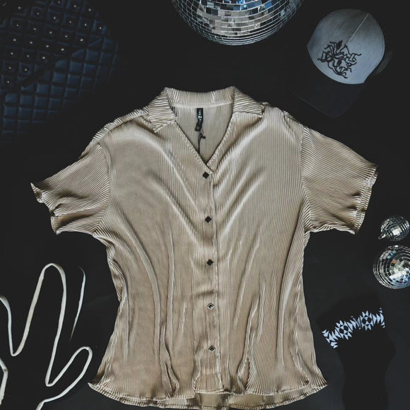 Short Sleeve Plisse Button Up!