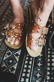 Buckle Down - Tan Studded Sandal