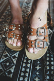 Buckle Down - Tan Studded Sandal