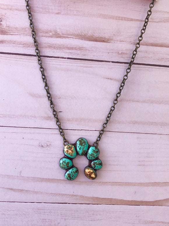 Squash Blossom Turquoise Clay Necklace - Turquoise Stone