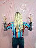 Serape Cowgirl Leopard Bell Sleeve Button Up